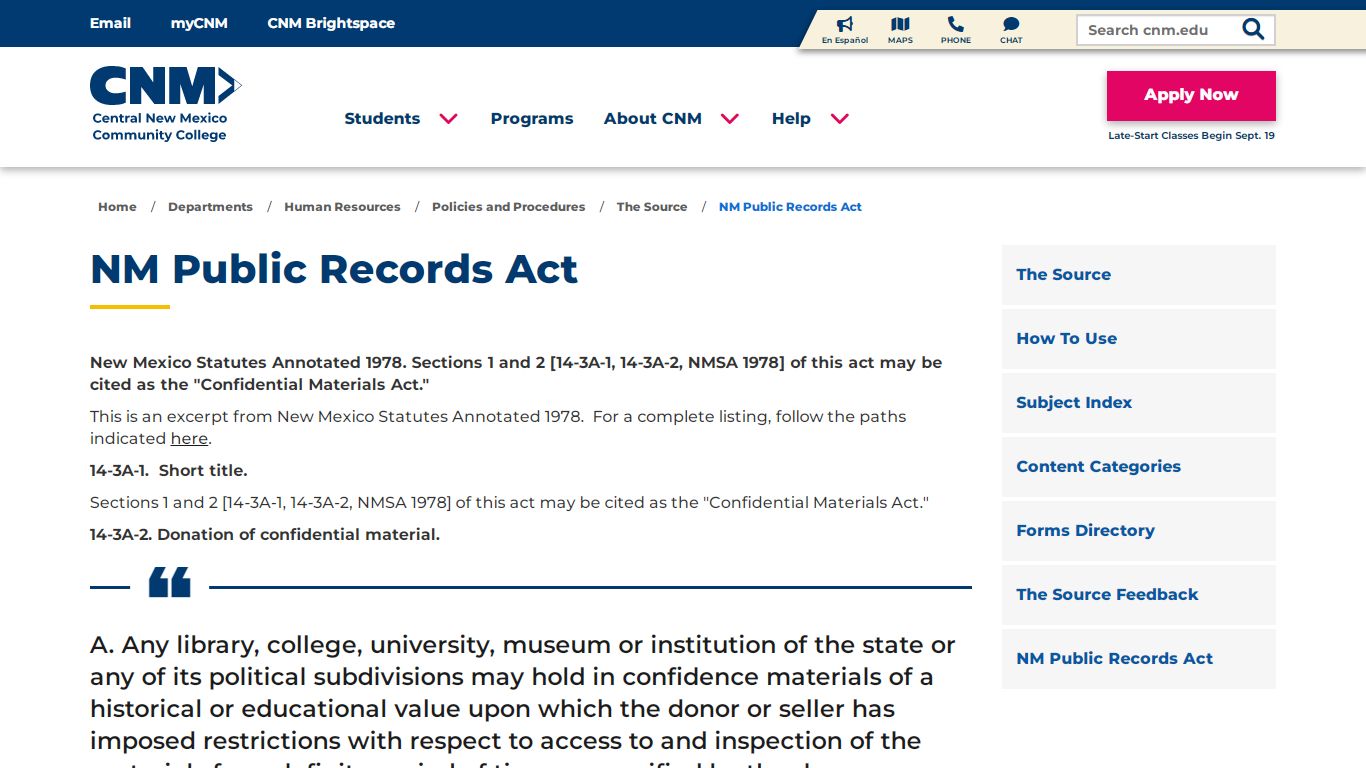 NM Public Records Act — CNM