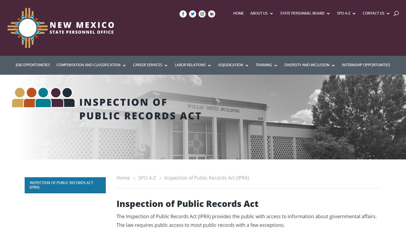 Inspection of Public Records Act (IPRA) | NM SPO