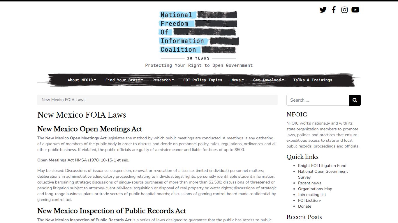 New Mexico FOIA Laws – National Freedom of Information Coalition